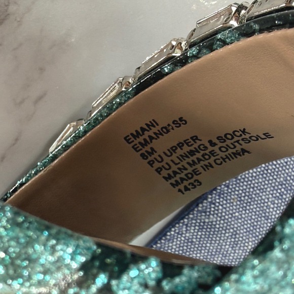 Betsy Johnson Emani 8M Rhinestone Snake Print Heels Square Toe Ankle Strap Prom - Picture 9 of 9